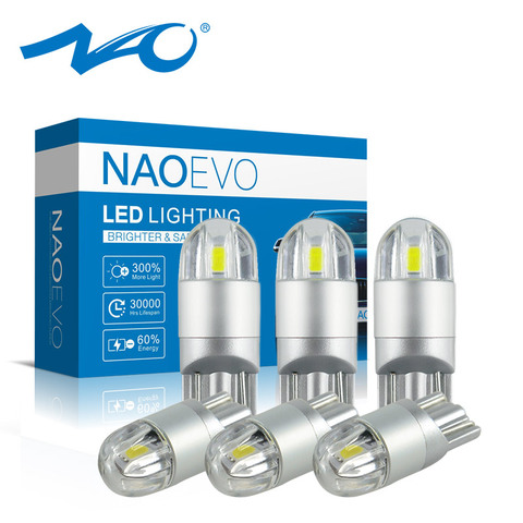 NAO 6x T10 W5W 194 3030 LED bulb 12V Car lights 168 Turn Side License Plate Lamp Motorcycle light car parking clearance Bulb ► Photo 1/6