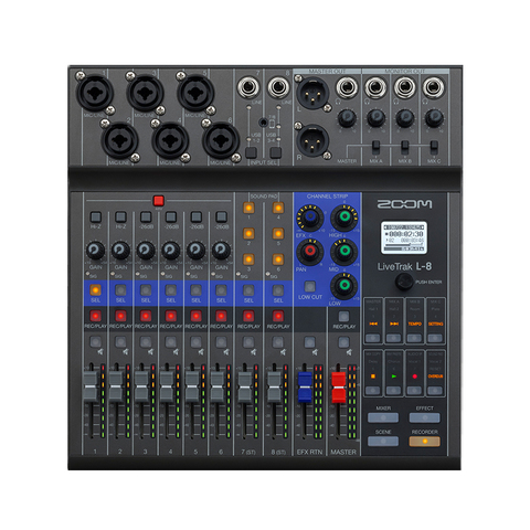 ZOOM LiveTrak L-8 Mixer/Recorder 8-channel mixer for mix,monitor and record professional-sounding podcasts and music performance ► Photo 1/5