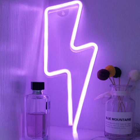 Lightning Neon Light LED Wall Lights Battery & USB Powered Party Wedding Window Shop Home Decor Kids Room Night Lights ► Photo 1/6