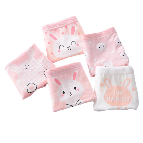 New 4pcs Teenage Panties Rabbit Underpants Young Girl Briefs Comfortable Cotton Pink Panties Kids Underwear Y513 ► Photo 1/6