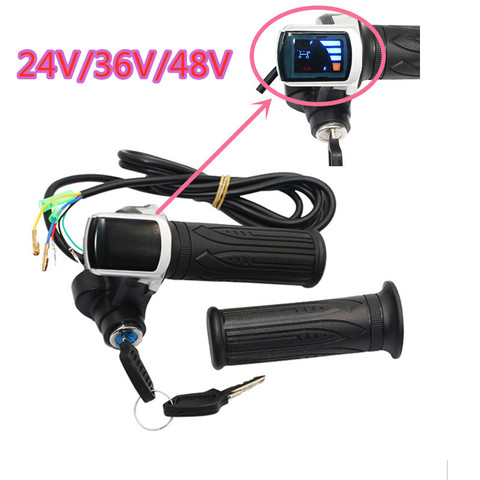 24V 36V 48V ebike twist throttle with LCD battery display and key lock for e-bike electric scooter accelerator ► Photo 1/6