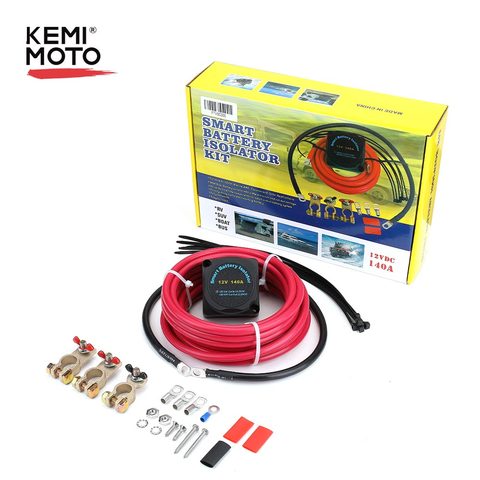 ATV UTV 12V 140A Battery Isolator Voltage Sensitive Relay Wiring Cable Kit VSR Automatic Charing for Polaris for Artic Cat Boats ► Photo 1/6