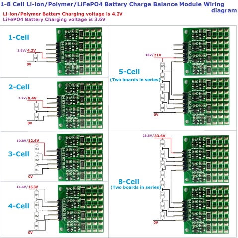 3.7V 4.2V 12V Li-ion/Polymer 3.2V 3.6V LiFePO4 Multi-cell Battery packs Charge Balance BMS Protection Module ► Photo 1/6