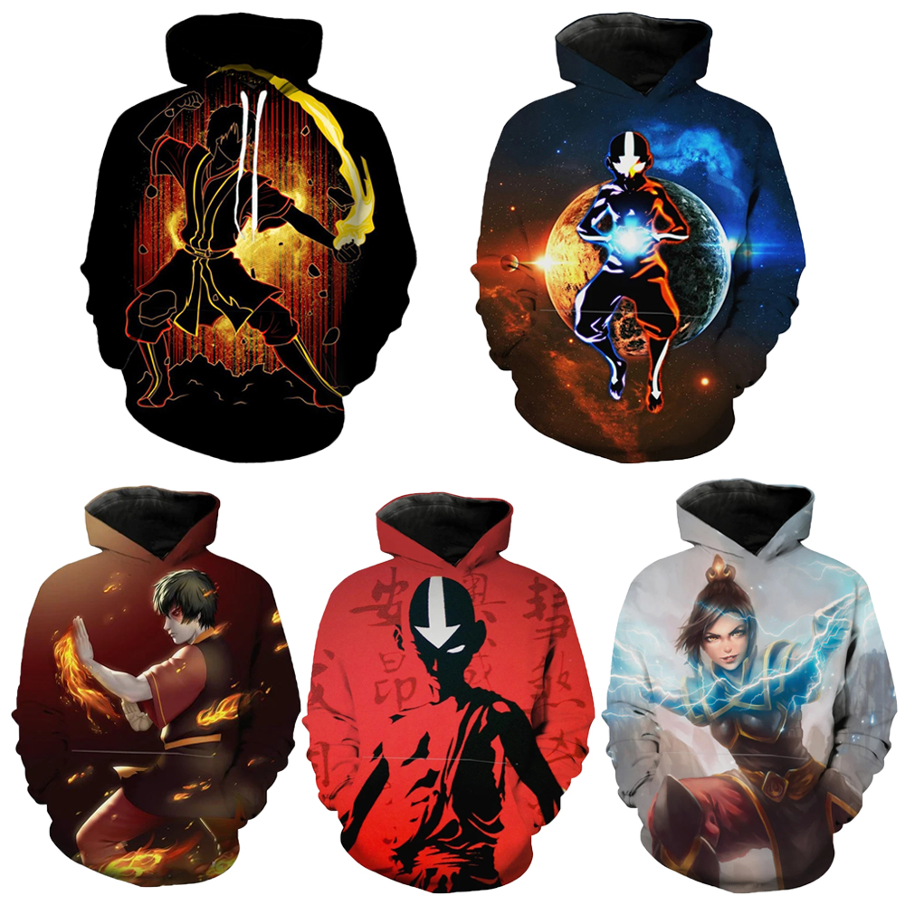 Anime Avatar The Last Airbender Avatar Aang Cosplay Hoodie Pullover 3d Printed Polyester Avatar 