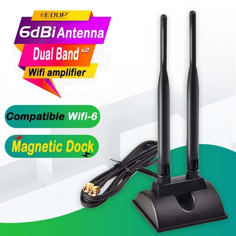 Wireless Dual Band Repeater wifi booster Wifi amplifier 6DBi WIFI6 for Intel AX200 5G SMA Antennas Managetic Desktop Laptop Dock ► Photo 1/6