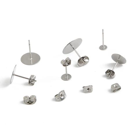 100-200pcs Stainless Steel Blank Post Flat Earring Stud Base Pins Earrings Earplug For DIY Earrings Jewelry Making Accessories ► Photo 1/6