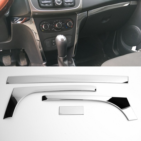 4pcs stainless steel interior front dash decorative cover trims for Renault Dacia Sandero II Logan 2 stepway 2014 2015 2016-2022 ► Photo 1/1