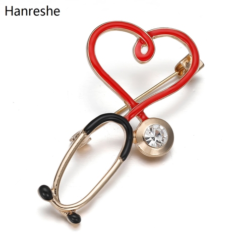 2022 New Hot Sale Medical Medicine Brooch Pin Stethoscope Electrocardiogram Heart Shaped Pin Nurse Doctor Backpack Lapel Jewelry ► Photo 1/6