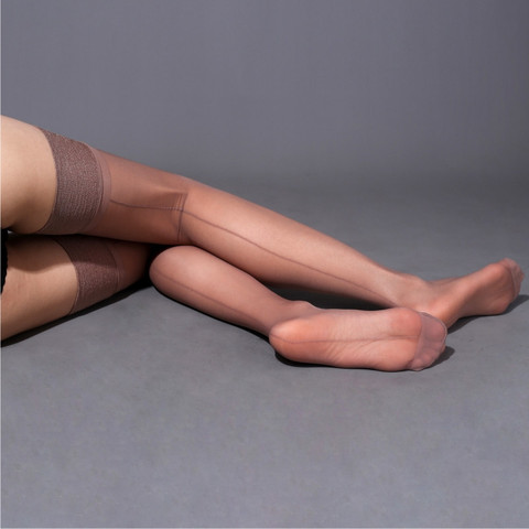 Women's Smoothly Nylon Stockings Retro Cuban Heel Back Seam Thigh High Long Stockings Female See Through Black Stockings Medias ► Photo 1/6