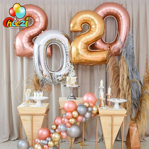 40 inch number foil balloons birthday party decorations 1 2 3 gold silver pink blue helium party supplies baby shower decor ► Photo 1/6