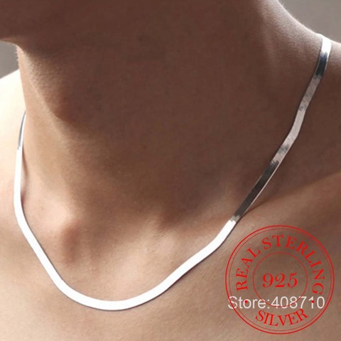 100% Original 925 Solid Sterling Silver Chokers Necklaces for Women Fine Jewelry Wedding Chains Necklaces Men Gift ► Photo 1/5