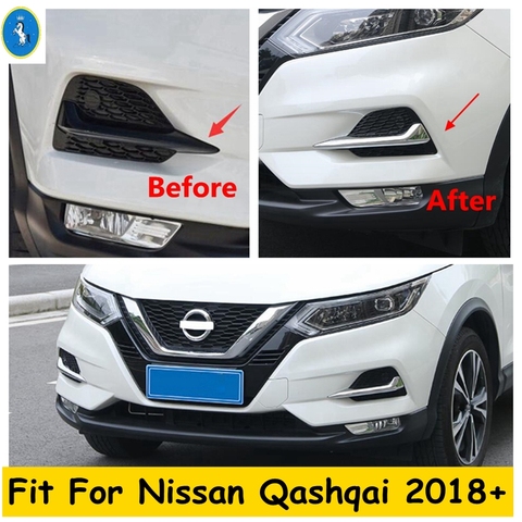 Chrome / Carbon Fiber Look Front Fog Lights Lamps Eyelid Eyebrow Stripes Cover Trim Fit For Nissan Qashqai J11 2022 ► Photo 1/6