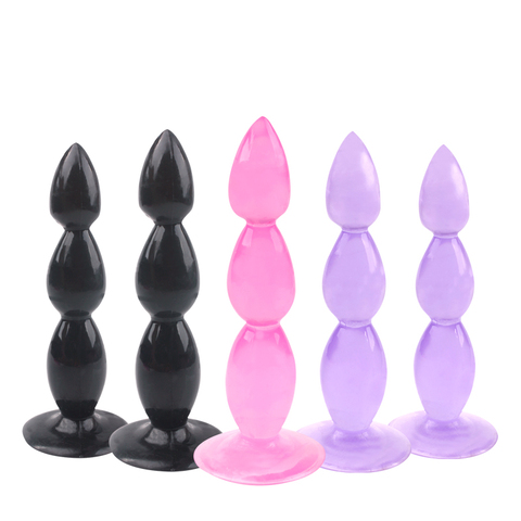 Candiway Soft Silicone Anal Beads Plug With Suction Cup Prostate Massage Trainer Dildo Unisex Masturbation Sex Toy For Men Women ► Photo 1/6