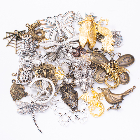 50g hot sale metal mixed charm flying animal antique bronze bracelet necklace handmade jewelry making wholesale DIY ► Photo 1/3