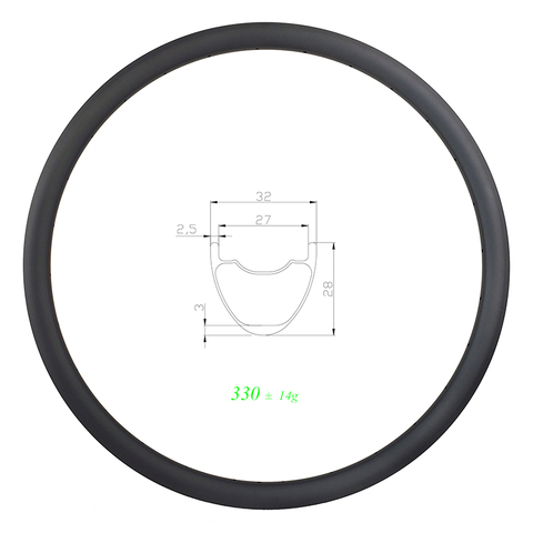 330g 29er MTB XC SL 32mm clincher tubeless carbon rim 28mm deep UD 3K 12K matte glossy 24H 28H 32H ULTRA LIGHT 27mm inner wide ► Photo 1/5