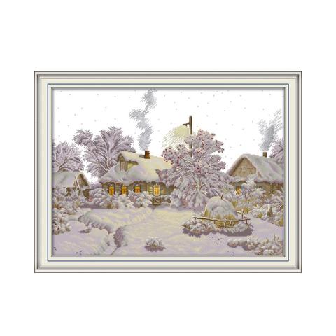 Winter Village cross stitch kit aida 14ct 11ct count print canvas cross stitches   needlework embroidery DIY handmade ► Photo 1/1