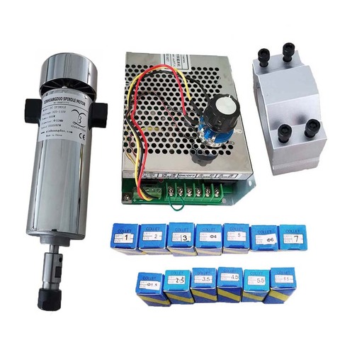 Air cooled 0.8kw DC110V 20000RPM CNC spindleMotor Kit ER11/ chuck 800W Spindle Motor + Power Supply speed governor For Engraving ► Photo 1/6