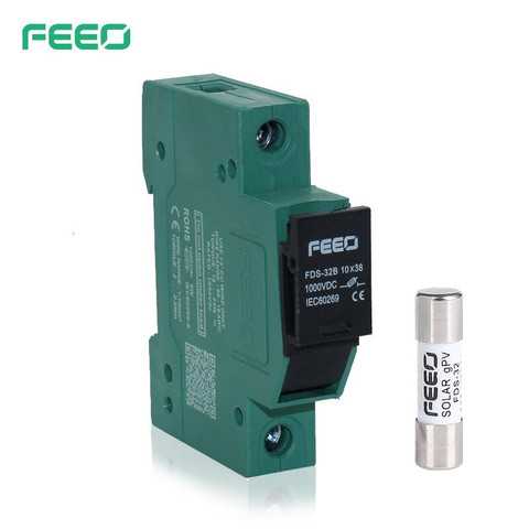 FEEO Automatic CE DC Solar PV 32 Amp 10x38 1000V Din Rail Electronic Solar 1000Vdc Fuse Holder+Fuse TUV Certificate ► Photo 1/4