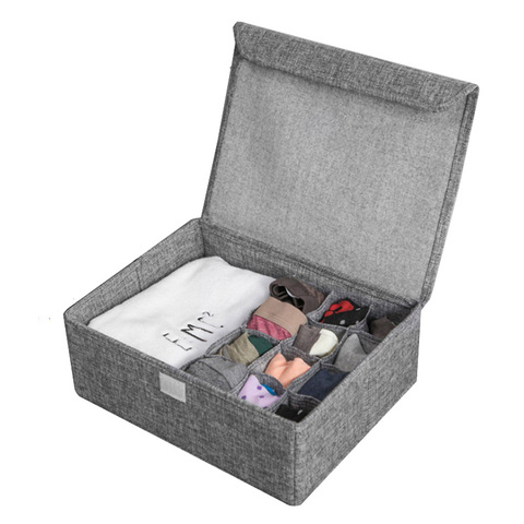Washable Bra Underwear Storage Box With Cover Linen Folding Cases Necktie Socks Underwear Clothing Organizer Container Bra Box ► Photo 1/6