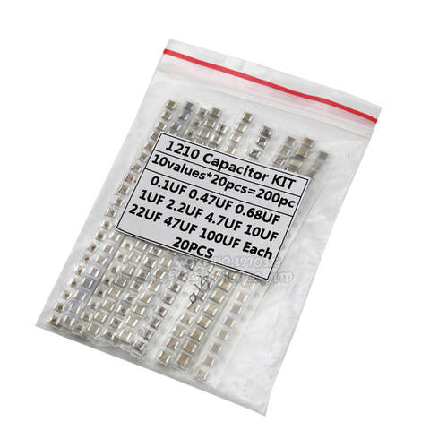 1210 SMD Capacitor assorted kit ,10values*20PCS=200PCS 100nF~100uF Samples Kit electronic diy kit ► Photo 1/1