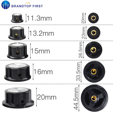 Potentiometer Knob Kit for Hole 6mm Dia MF-A01 MF-A02 MF-A03 MF-A04 MF-A05 Rotary Switch Knobs Caps ► Photo 1/6