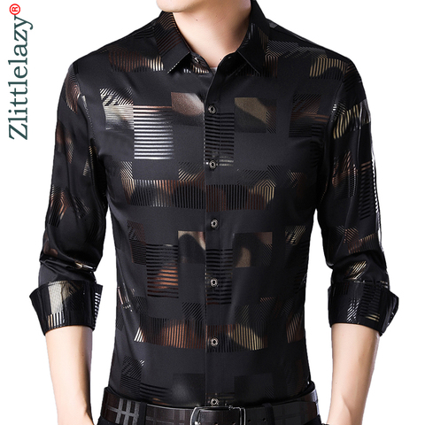 2022 Brand Casual Spring Luxury Plaid Long Sleeve Slim Fit Men Shirt Streetwear Social Dress Shirts Mens Fashions Jersey 2306 ► Photo 1/6