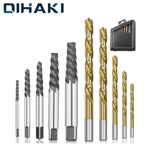10 Pcs/set 2-7.5mm Drill Bits Spiral Extractor High Carbon Steel Metal Drills Bit Set Household Hand Tools For Woodworking ► Photo 1/6