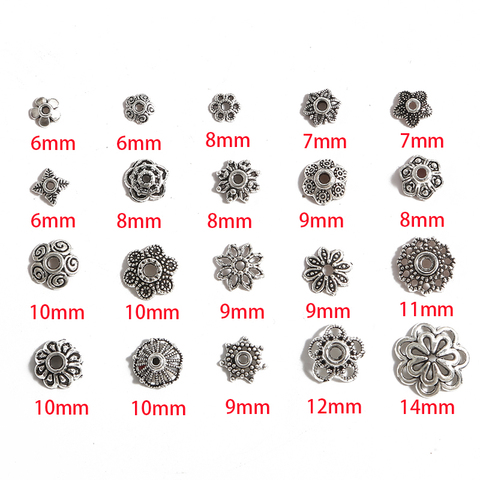 50cps/lot Antique Silver Color Tibetan Beads Caps End Caps Flower Beads Needlework For Jewelry Making Findings DIY Accessories ► Photo 1/6