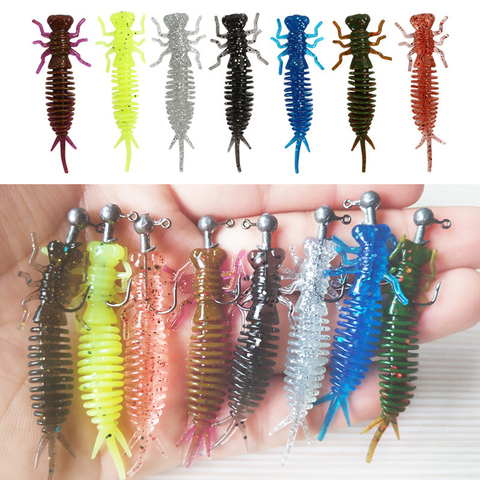 POETRYYI 1PCS Larva Soft Lures 55mm  Artificial Lures Fishing Worm Silicone Bass Pike Minnow Swim Jigging Baits Fishing Gear ► Photo 1/6