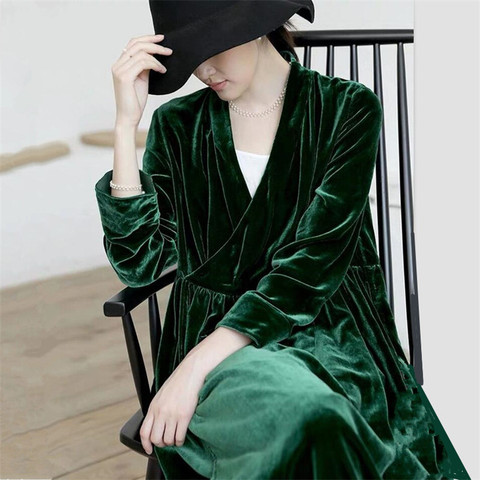 M-6XL 7XL England style women Spring Autunm long sleeve velour dress,fashion Winter velour maxi dress plus size party dress ► Photo 1/5