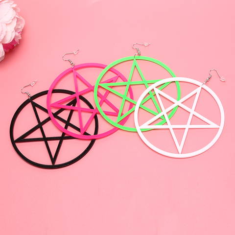 1 Pair Oversized Exaggerated Hyperbole Mix Long Earring Hollow Dangle Circle Star Pentagram Earrings For Women Acrylic Fashion ► Photo 1/6