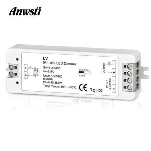 Mini 0/1-10V CV LED Dimming Controller 1 Channel DC 5V 12V 24V 36V PWM Conatant Voltage Output 8A 288W 1 Channel 0-10V Dimmer LV ► Photo 1/4