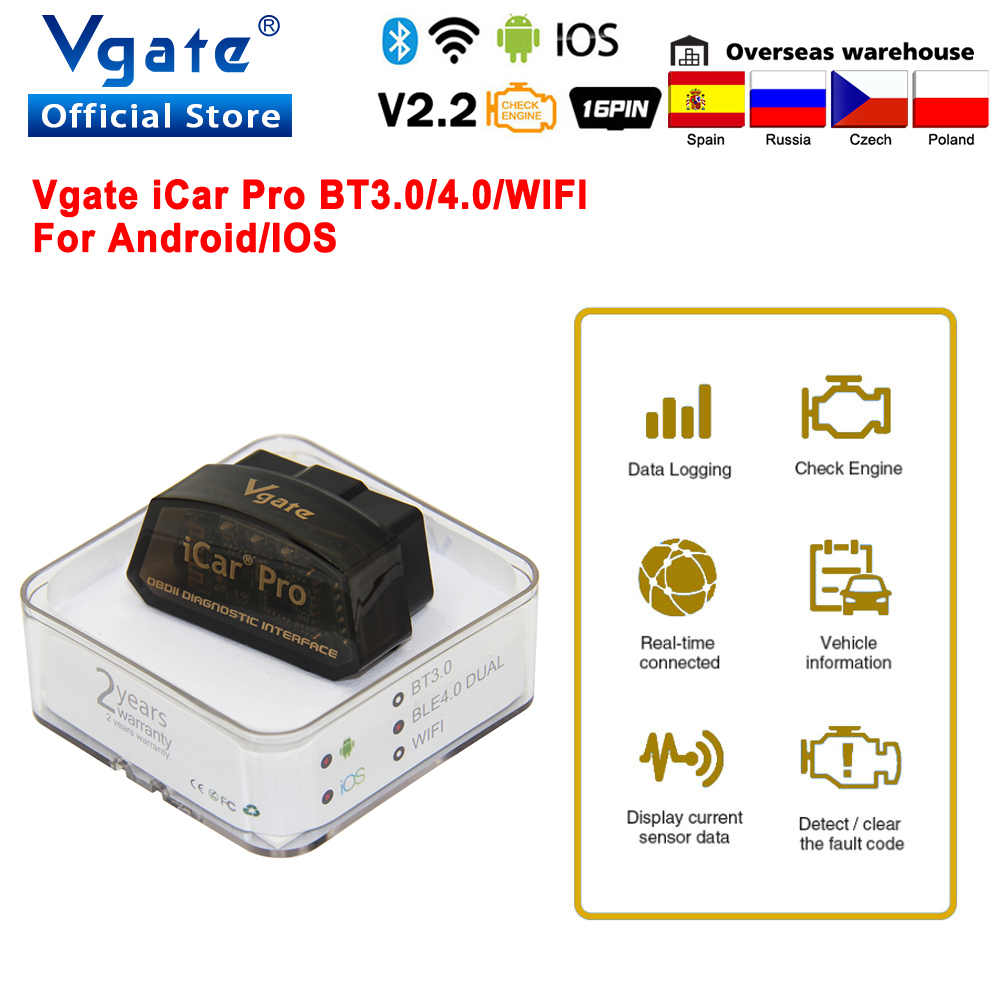 mixer Madeliefje Ruilhandel Vgate iCar Pro ELM 327 Bluetooth/WIFI OBD2 Scanner car diagnostics elm327  2.2 obd 2 obd2 Diagnostic Tool scan tool pro odb2 Hot - Price history &  Review | AliExpress Seller - Vgate Official Store | Alitools.io