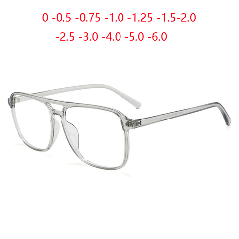 Blue Light Blocking Nearsighted Glasses Women Men Double Beam TR90 Square Prescription Spectacle 0 -0.5 -0.75 -1.0 -2.0 To -6.0 ► Photo 1/6
