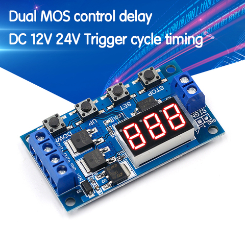 DC 12V 24V Dual MOS LED Digital Time Delay Relay Trigger Cycle Timer Delay Switch Circuit Board Timing Control Module DIY ► Photo 1/6