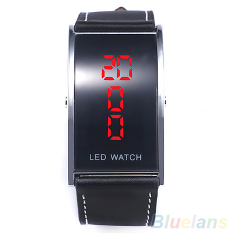 Men's Women's LED Digital Date Rectangle Dial Faux Leather Strap Electronics Wrist Watch ► Photo 1/6