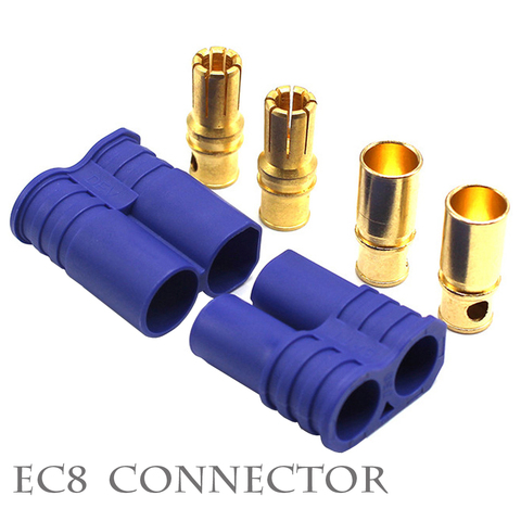 EC8 Connector,EC8 Gold-Plated Male/Female 8mm Bullet Plug Banana Plug Connector Adapter for RC ESC Motor LIPO Battery ► Photo 1/6