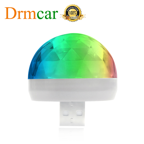 Car USB Ambient Light DJ RGB Mini Colorful Music Sound Led Apple USB Interface Holiday Party Atmosphere Interior Dome Trunk Lamp ► Photo 1/6