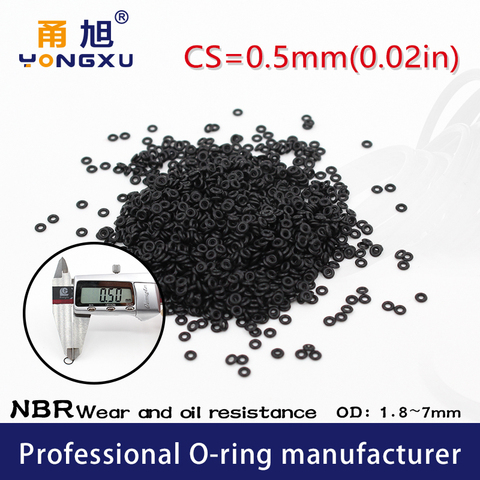 Nitrile Rubber 10PCS/lot Black NBR CS 0.5mm thickness OD1.8/2.5/2.8/3/3.5/4/4.5/5/7*0.5mm ORing Gasket waterproof rubber watch ► Photo 1/6