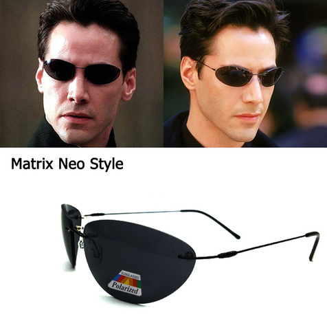 2022 New Ultralight Rimless titanium Men Driving Sun Glasses The Matrix Neo Style Polarized Sunglasses Oculos De Sol ► Photo 1/6