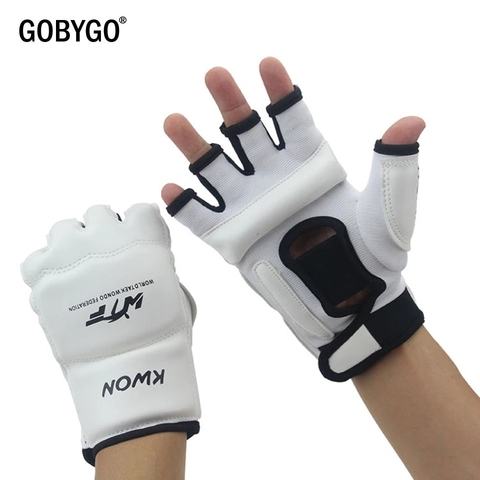 GOBYGO Half Finger Boxing Gloves PU Leather MMA Fighting Kick Boxing Gloves Karate Muay Thai Training Workout Gloves Kids Men ► Photo 1/6