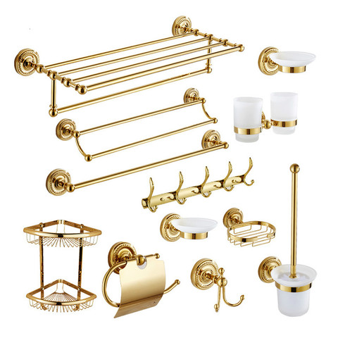 ZGRK Bathroom Accessories Golden Toilet Paper Holder Towel Rack Tissue Holder bathroom fixtures Bath Hardware Set ► Photo 1/1