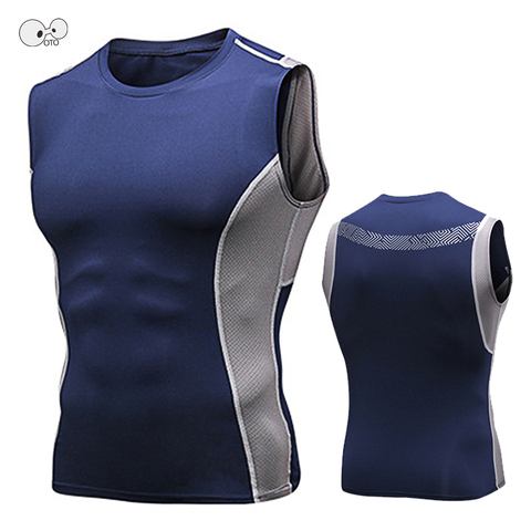 Quick Dry Fit Gym Sleeveless Men Running Tank Tops Rashguard T-Shirts Fitness Bodybuilding Breathable Shirts Men's Training Vest ► Photo 1/6