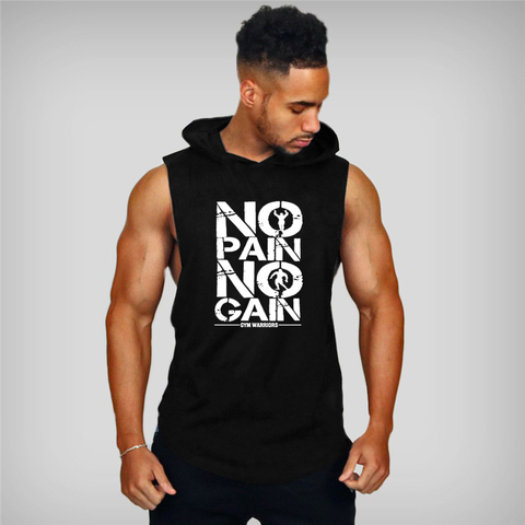 Brand Gyms Clothing Mens Bodybuilding Hooded Tank Top Cotton Sleeveless Vest Sweatshirt Fitness Workout Sportswear Tops Male ► Photo 1/6