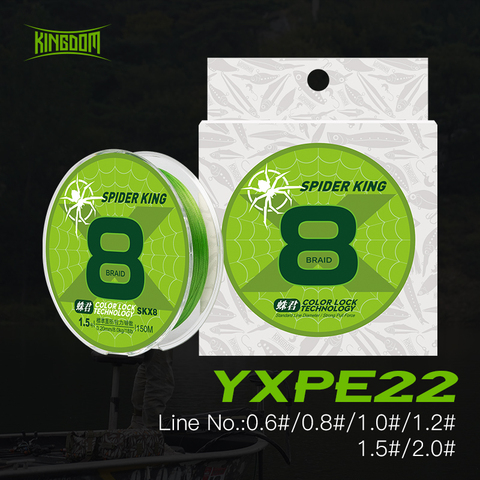 Kingdom 150m PE Braid Fishing Lines 8 strands 0.6#/0.8#/1.0#/1.2#/1.5#/2.0# Super Smooth & Durable Multifilament Fishing Line ► Photo 1/6