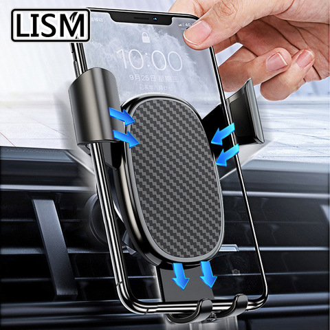 LISM Car Phone Holder For Phone in Car Air Vent Gravity Clip Mount Metal MobilePhone Holder GPS Stand Universal High Quality S13 ► Photo 1/6