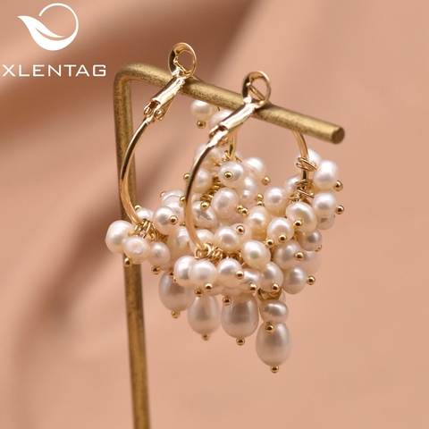 Xlentag Pure Natural Freshwater Pearl Earrings Luxurious Simplicity Wedding Birthday Party Gifts Handmade Jewelry GE0993A ► Photo 1/1