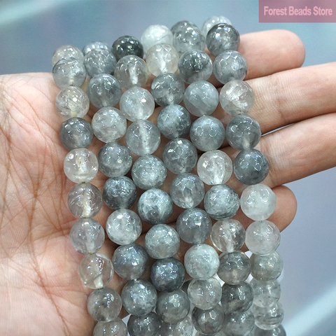 Faceted Cloud Crystal Demon Quartz Round Loose Beads Natural Stone DIY Handmade Bracelet for Jewelry Making 15'' 4/6/8/10/12mm ► Photo 1/2