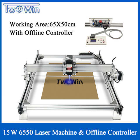 15W Adjusted Focus CNC 6550 Machine Desktop DIY Big Laser Engraving Machine CNC Printer Working Area 65x50cm Offline Controller ► Photo 1/6
