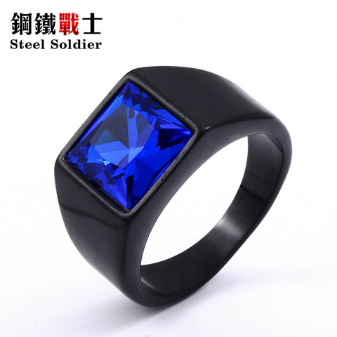 Steel soldier brushed mirror polished ring for stainless steel stone personality fashion cool wedding jewelry ► Photo 1/6